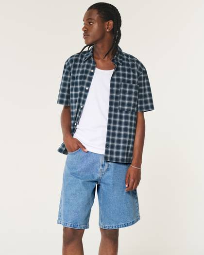 Light Wash Baggy Jean Shorts