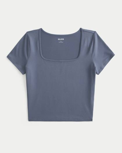 Soft Stretch Seamless Fabric Square-Neck Baby Tee