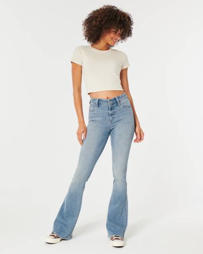 High-Rise Light Wash Flare Jeans