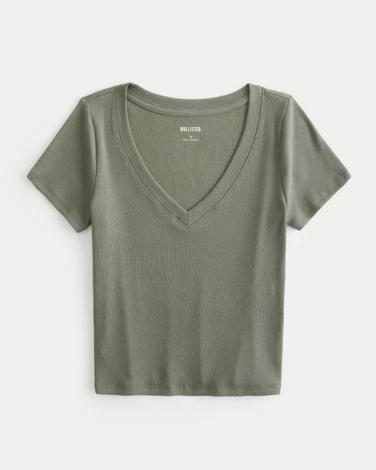 Cotton Blend V-Neck Baby Tee