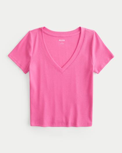 Cotton Blend V-Neck Baby Tee