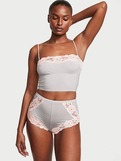 Modal Soft & Lace Trim Straight-Neck Cami Set