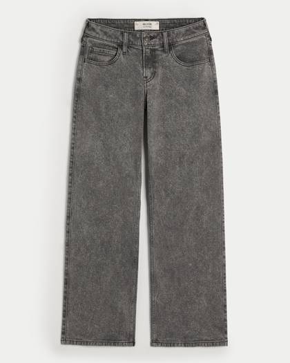 Low-Rise Washed Baggy Jeans