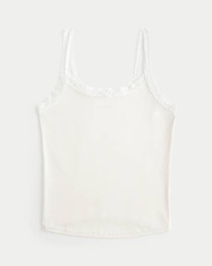 Ribbed Lace Trim Cami