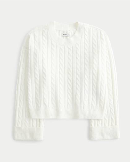 Easy Cable-Knit Crew Sweater