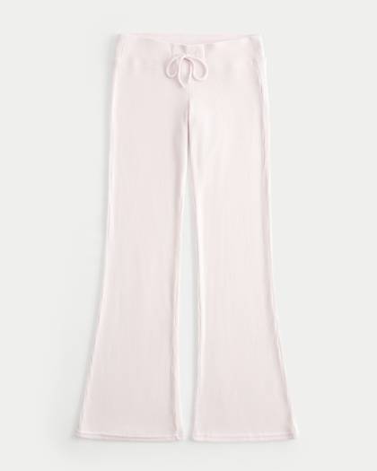 Cozy Ribbed Low-Rise Flare Pants