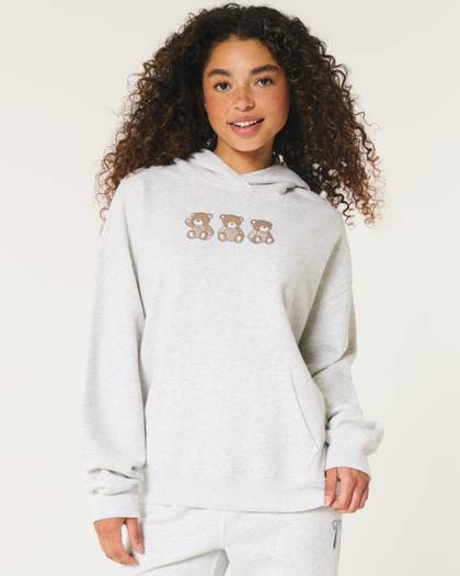 Oversized Teddy Bear Graphic Hoodie