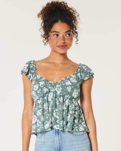 Easy Flutter Sleeve Babydoll Top