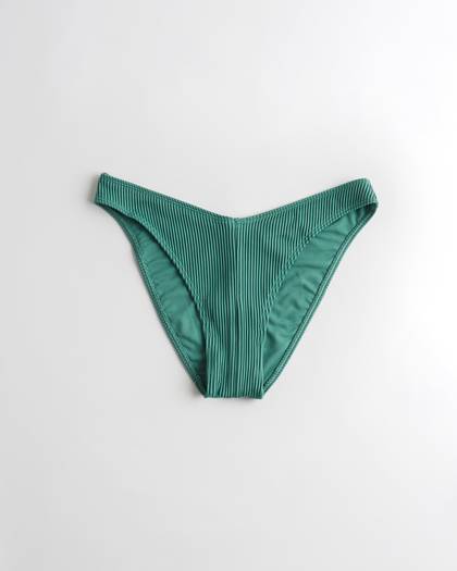 Ribbed High Leg Cheeky Bikini Bottom
