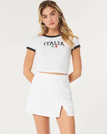 Linen-Blend Mini Skort