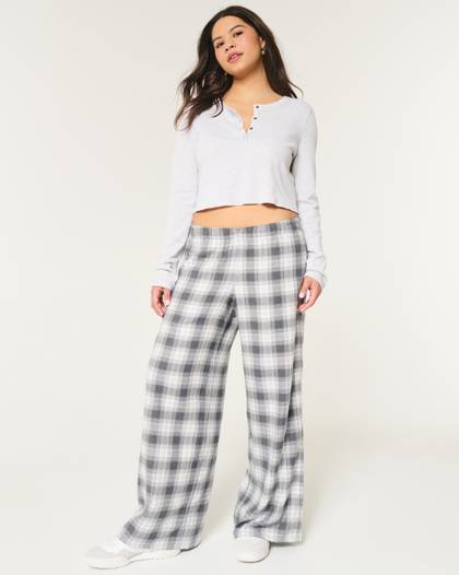 Low-Rise Baggy Flannel Pants