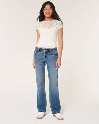 Low-Rise Relaxed Straight Jeans