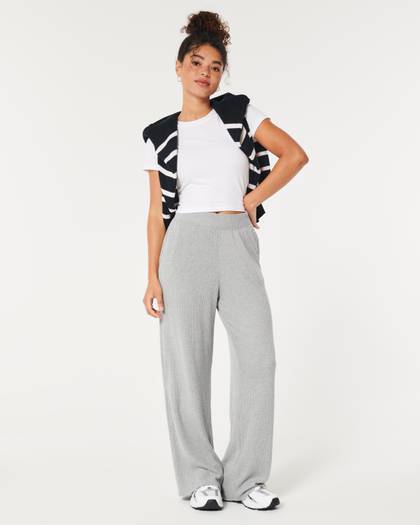 Cozy Ribbed Wide-Leg Pants
