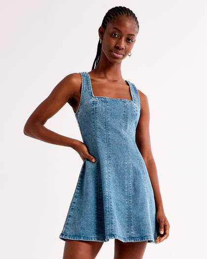 The A&F Mila Squareneck Denim Mini Dress