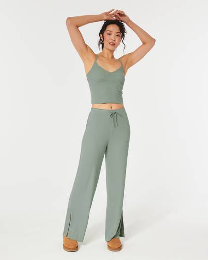 Gilly Hicks Jersey Ribbed Wide-Leg Sleep Pants