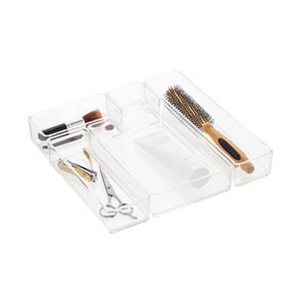 Luxe Acrylic Stacking Drawer Organizers Clear Set of 5