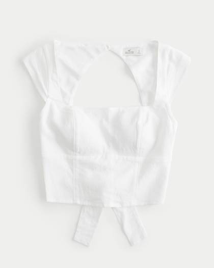 Linen Blend Open-Back Top