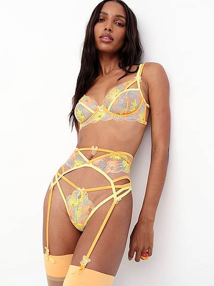 Waterlilly Embroidery Garter Belt