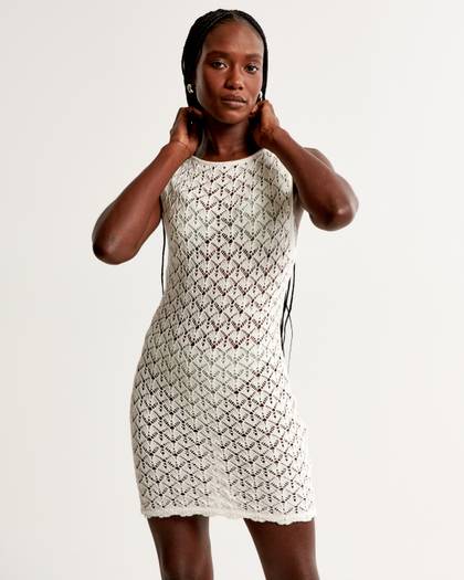 Crochet Mini Dress Coverup