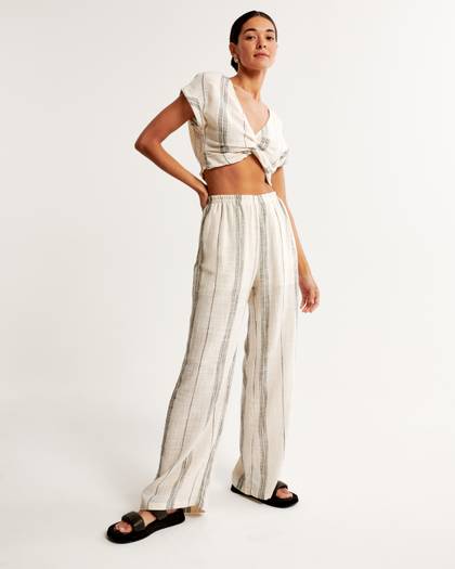 Crinkle Textured Pull-On Pant