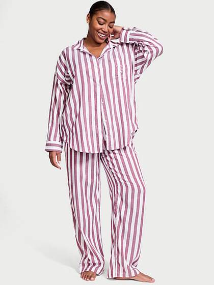 Modal-Cotton Striped Long Pajama Set