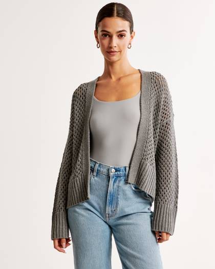 Mesh Stitch Non-Closure Cardigan