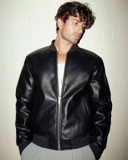 Vegan Leather Bomber Jacket