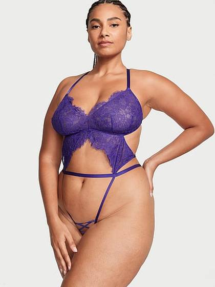 Strappy Lace Crotchless Open Back Teddy