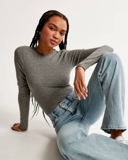 Essential Long-Sleeve Featherweight Rib Tuckable Top