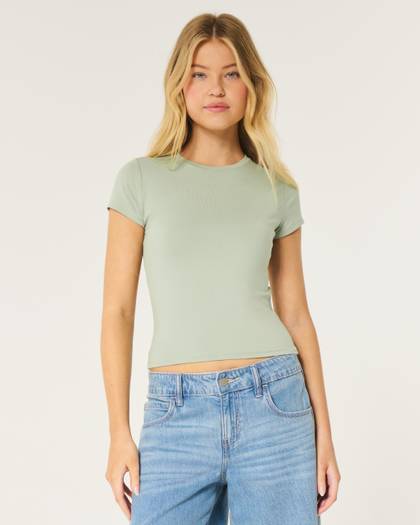 Seamless Fabric Longline Crew Baby Tee