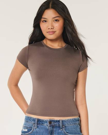 Seamless Fabric Longline Crew Baby Tee