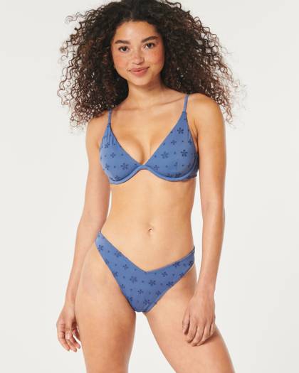 Eyelet High-Leg V-Front Cheeky Bikini Bottom