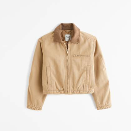 Cropped Twill Workwear Jacket