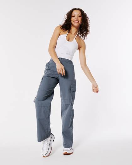 High-Rise Poplin Vintage Baggy Cargo Pants