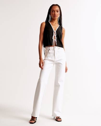Linen-Blend Tie-Front Vest Top