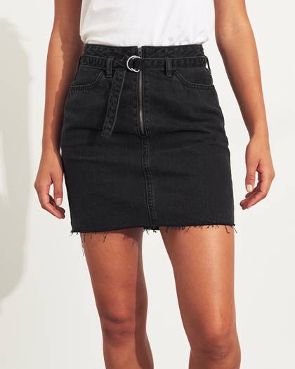 Belted Denim Skirt