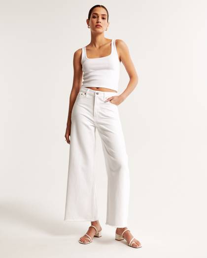 High Rise Cropped Wide Leg Jean
