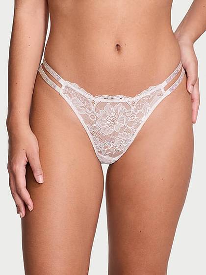 Double Shine Strap Lace Thong Panty