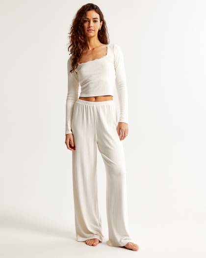 Lounge Pointelle Wide Leg Pant