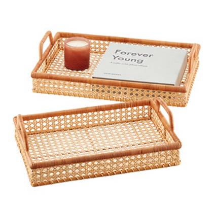 The Container Store&reg; Medium Albany Rattan Cane Tray Natural