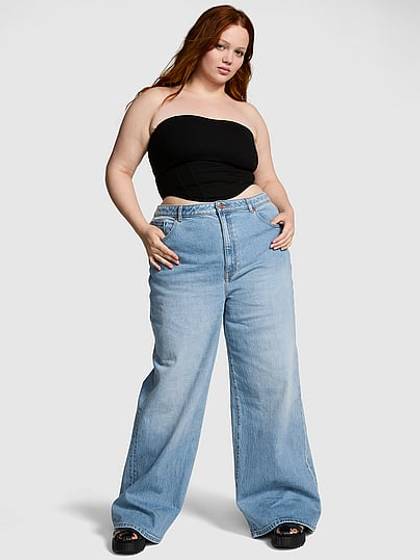 Denim by PINK High-Rise Straight Jeans