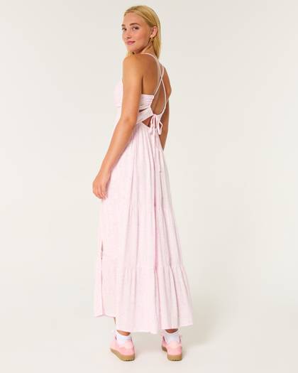 Open Back Babydoll Maxi Dress