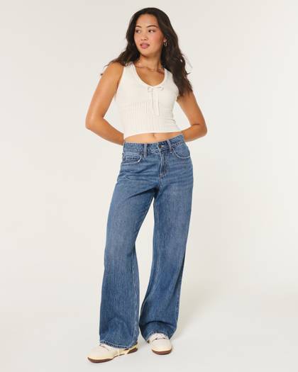 Curvy Mid-Rise Medium Wash Baggy Jeans