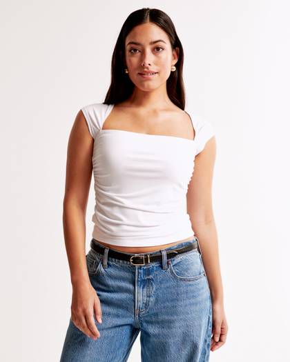Slinky Jersey Ruched Portrait Top