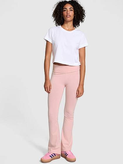 All-Day Cotton Foldover Flare Leggings