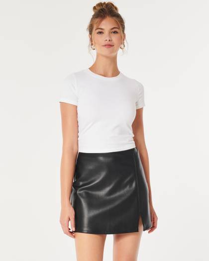 Vegan Leather A-Line Mini Skirt