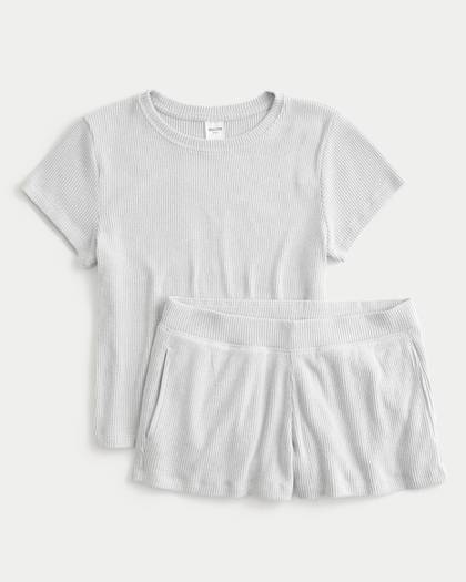 Cozy Ribbed T-Shirt and Shorts Bundle