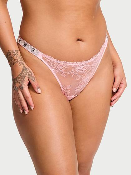 Shine Strap Lace Thong Panty