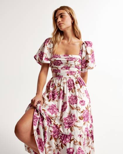 The A&F Emerson Poplin Puff Sleeve Midi Dress