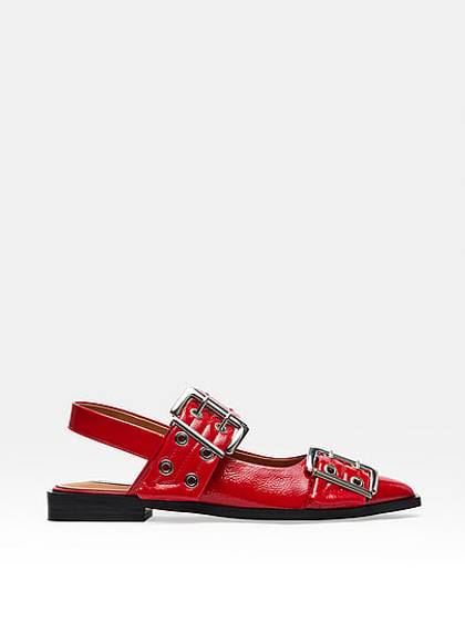 Graya Red Patent Slingback Flats